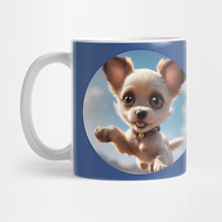 Cute Big Eyed Puppy Running With Excitement Mug